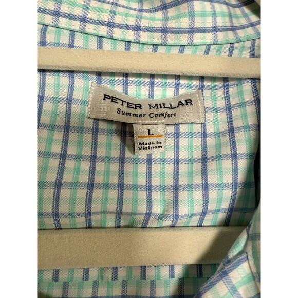 Peter Millar Summer Comfort Button Up Shirt Blue/ Green - size Large - OF - Picture 3 of 5
